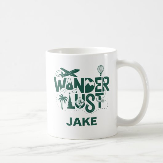 Wanderlust Adventure Custom Name Travel Gift コーヒーマグカップ (右)