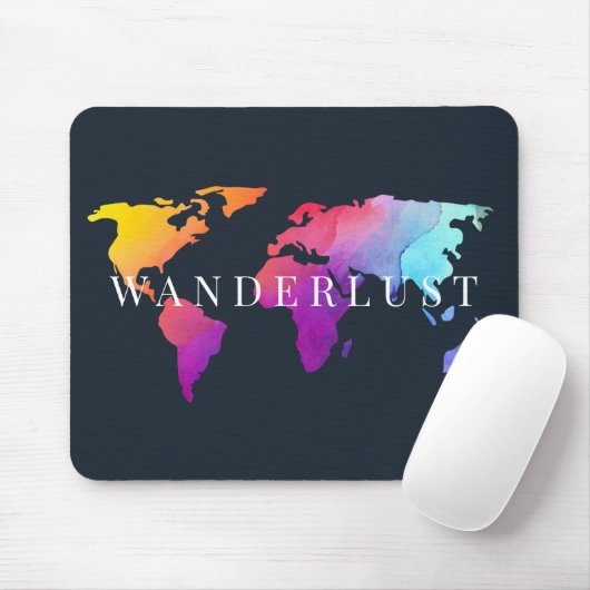 Wanderlust Colorful World Map mouse pad マウスパッド (マウス)