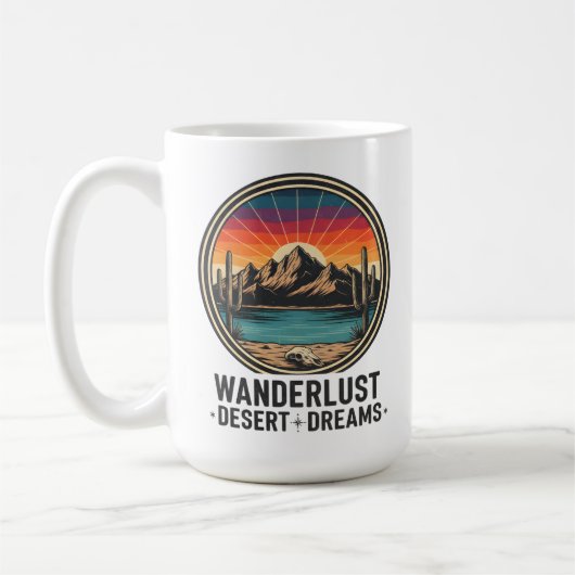 Wanderlust Desert Dreams Retro Sunset Travel コーヒーマグカップ (左)
