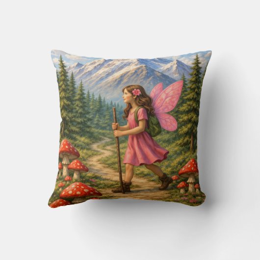 Wanderlust Mountain Fairy Hiker Fairycore Mushroom クッション (裏面)
