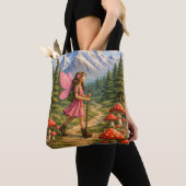 Wanderlust Mountain Fairy Hiker Fairycore Mushroom トートバッグ (クローズアップ)