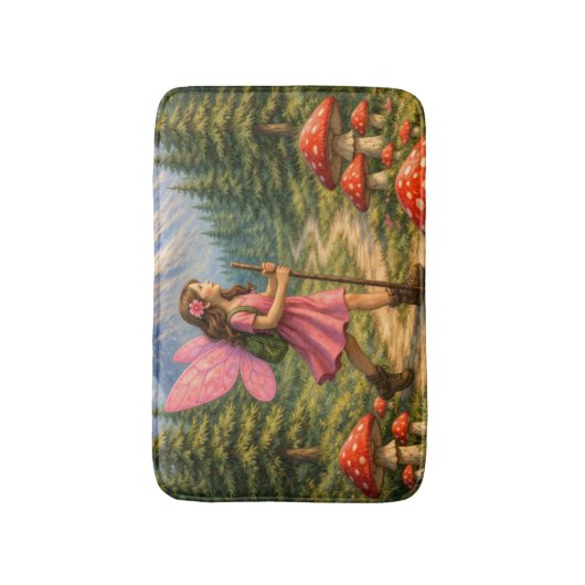 Wanderlust Mountain Fairy Hiker Fairycore Mushroom バスマット (正面縦)