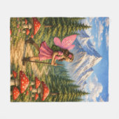 Wanderlust Mountain Fairy Hiker Fairycore Mushroom フリースブランケット (正面(横))