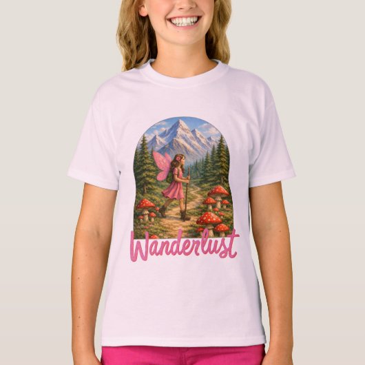 Wanderlust Mountain Fairy Hiker Fairycore Mushroom Tシャツ (正面)