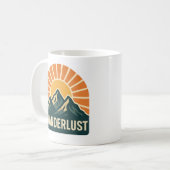 Wanderlust Retro Blue Mountain Sunrise Nature Art コーヒーマグカップ (正面左)