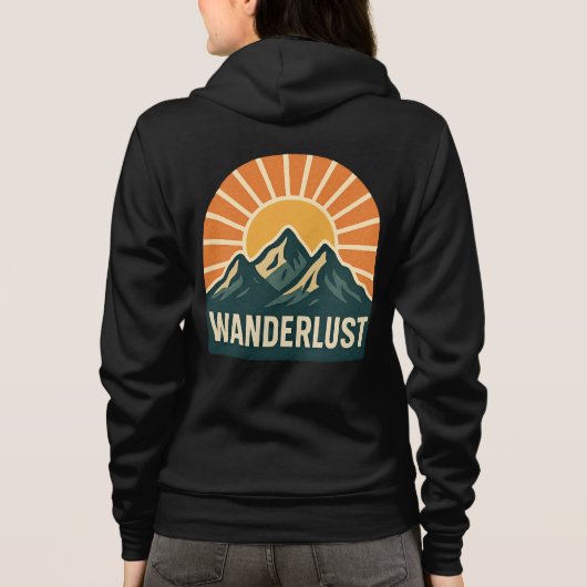 Wanderlust Retro Blue Mountain Sunrise Outdoor Sun パーカ (裏面)