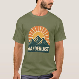 Wanderlust Retro Blue Mountain Sunrise Outdoor Sun Tシャツ