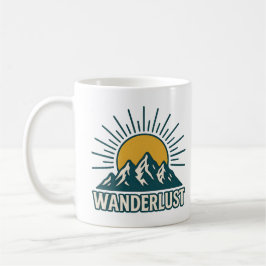 Wanderlust Retro Teal Mountain Sunrise | Hiking コーヒーマグカップ