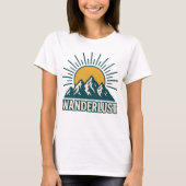 Wanderlust Retro Teal Mountain Sunrise | Hiking Tシャツ (正面)