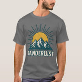 Wanderlust Retro Teal Mountain Sunrise | Hiking Tシャツ (正面)