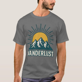 Wanderlust Retro Teal Mountain Sunrise | Hiking Tシャツ