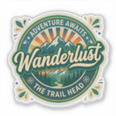 Wanderlust The Trail Ahead – ビンテージ・レトロ・アウトドア シール (正面)