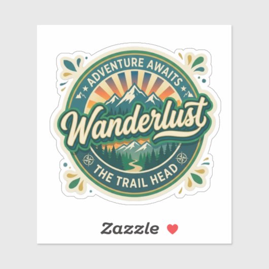 Wanderlust The Trail Ahead – ビンテージ・レトロ・アウトドア シール (シート)
