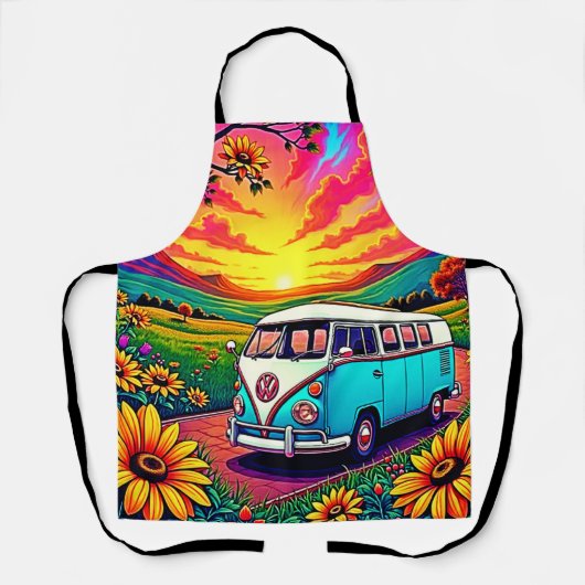 Wanderlust Van Sunset Art エプロン (正面)