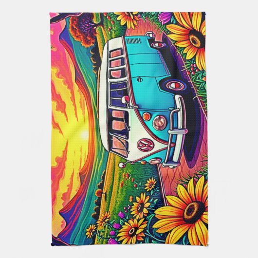 Wanderlust Van Sunset Art キッチンタオル (縦)