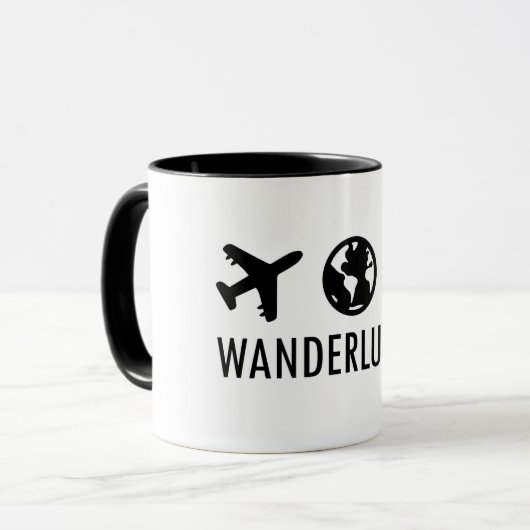 Wanderlusterアイコンのロゴ マグカップ (正面左)