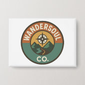 WanderSoul Co. – Retro Travel Logo Button 缶バッジ (正面)