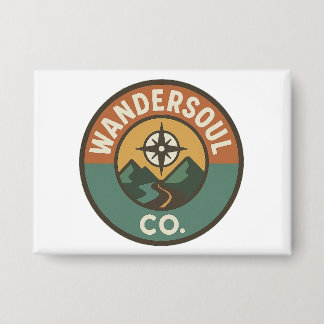WanderSoul Co. – Retro Travel Logo Button 缶バッジ