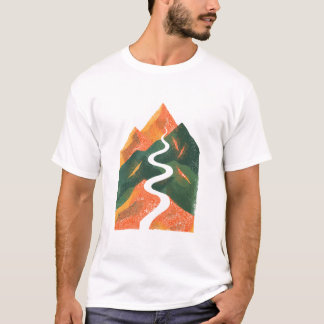 Wanderweg Durch Die Berge Im Retro-Stil Tシャツ