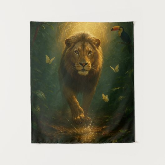Wandkleed Leeuw – Spirituele Energie en Innerlijke タペストリー (正面)