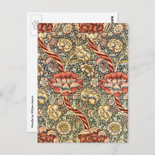 Wandle by William Morris、ヴィンテージ繊維ファインアート ポストカード (正面/裏面)