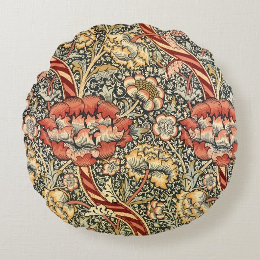 Wandle by William Morris、ヴィンテージ繊維ファインアート ラウンドクッション (正面)
