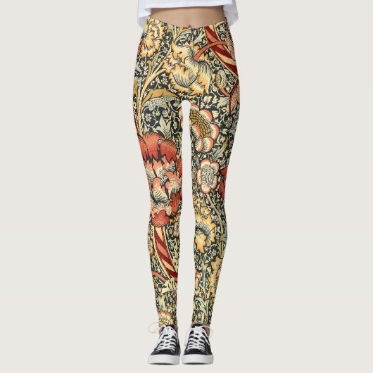Wandle by William Morris、ヴィンテージ繊維ファインアート レギンス (正面)