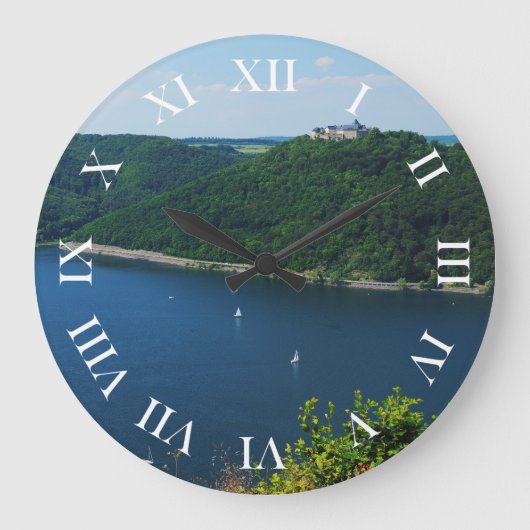 Wanduhr Edersee mit Schloß Waldeck ラージ壁時計 (正面)