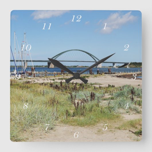 Wanduhr Fehmarnsundbrücke und Fehmarnsund スクエア壁時計 (正面)