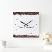 Wanduhr mit Kaffeebohnen Motiv und Textfeld スクエア壁時計 (ホーム)