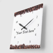 Wanduhr mit Kaffeebohnen Motiv und Textfeld スクエア壁時計 (傾斜)
