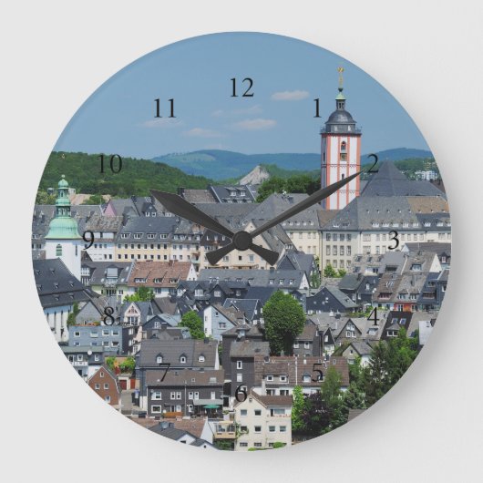 Wanduhr mit Motiv der Stadtansicht von Siegen ラージ壁時計 (正面)