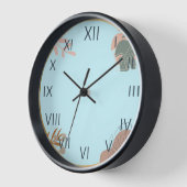  Wanduhr „Pastell Leaf – Pastellblau“ 壁時計 (傾斜)