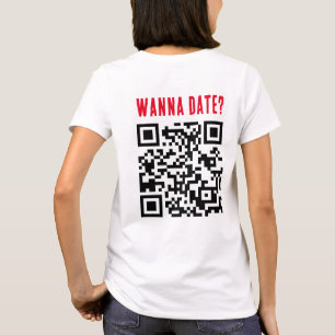 Wanna日付Qrコードおもしろい赤黒 Tシャツ