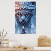 Wanna 遊 - Raccoon Girl AIファンタジーアートプリント ポスター (キッチン)