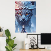 Wanna 遊 - Raccoon Girl AIファンタジーアートプリント ポスター (ホームオフィス)