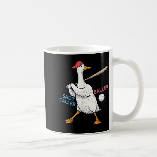 Wanna Be Baller Shot Caller Funny Goose Playing コーヒーマグカップ (右)