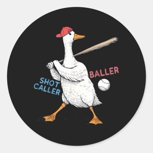 Wanna Be Baller Shot Caller Funny Goose Playing ラウンドシール (正面)