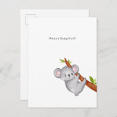 Wanna Hang Out Koala Bear Illustration ポストカード (正面/裏面)