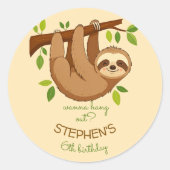 Wanna hang out? sloth kids birthday ラウンドシール (正面)