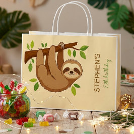 Wanna hang out? sloth kids birthday ラージペーパーバッグ