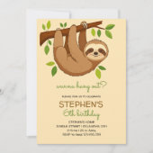 Wanna hang out? sloth kids birthday 招待状 (正面)