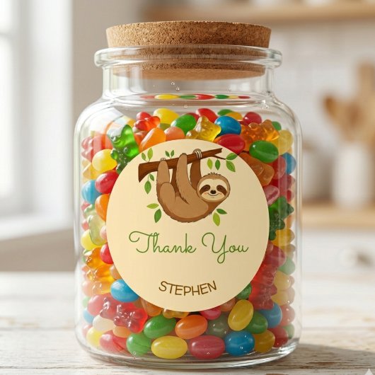 Wanna hang out? sloth kids thank you ラウンドシール