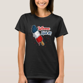 Wanna Lick it4th July Drinks Party Family Friends  Tシャツ