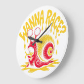 Wanna Race? Funny Melting Snail Ironic Wall Clock ラージ壁時計 (傾斜)