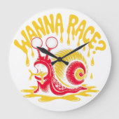 Wanna Race? Funny Melting Snail Ironic Wall Clock ラージ壁時計 (正面)