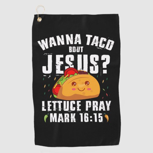 Wanna Taco Bour Jesus Cinco de Mayo Christian ゴルフタオル (正面)