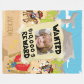 Want Cowboy with Photo and Name, Little Boy フリースブランケット (正面(横))
