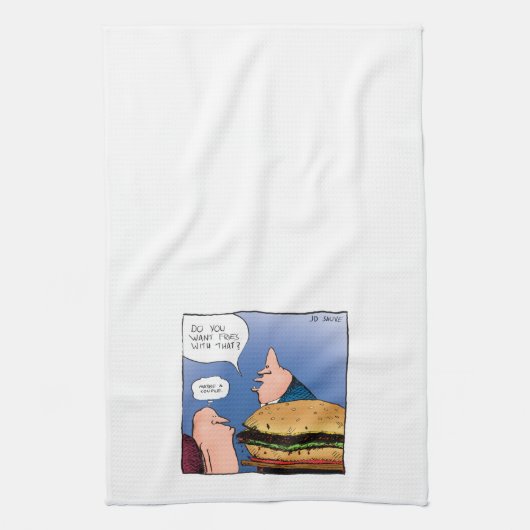 Want Fries with That - 面白いキャラクターのタオル キッチンタオル (縦)