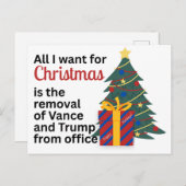 Want Impeachment Removal for Christmas Anti-Trump シーズンポストカード (正面/裏面)